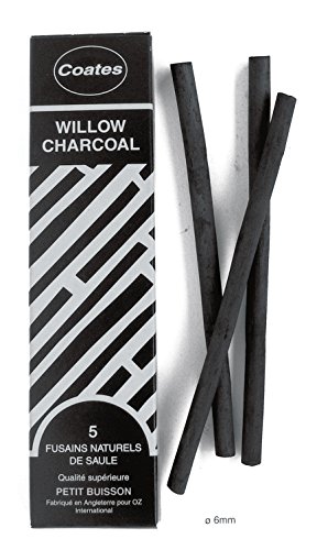 Lot de 5 crayons fusains 6 mm noir