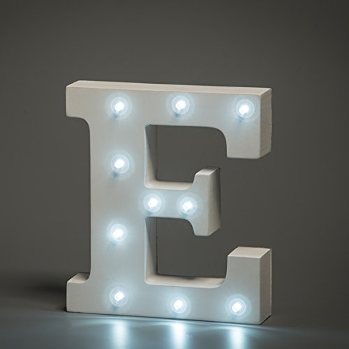 Jusqu'à lumières LED décorative en bois en forme de lettres de l'Alphabet Blanc-Lettre E 5033418999098 smiling faces