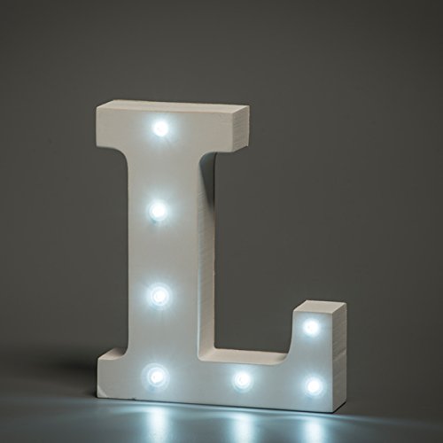 Jusqu'à lumières LED décorative en bois en forme de lettres de L'Alphabet Blanc-Lettre L 5033418999166 smiling faces