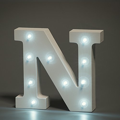 Jusqu'à lumières LED décorative en bois en forme de lettres de l'Alphabet Blanc-Lettre N 5033418999180 smiling faces