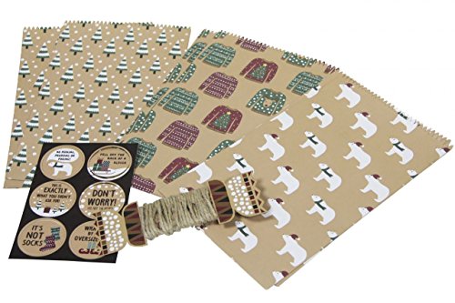 Set cadeau de Noël vintage avec 6 sacs en papie...