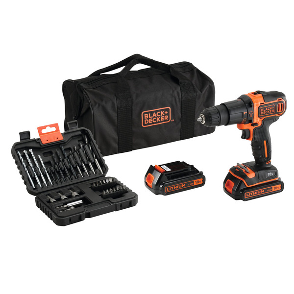 BLACK & DECKER Perceuse percussion 18V, 2 batterie 1.5Ah  code EAN 5035048653777 