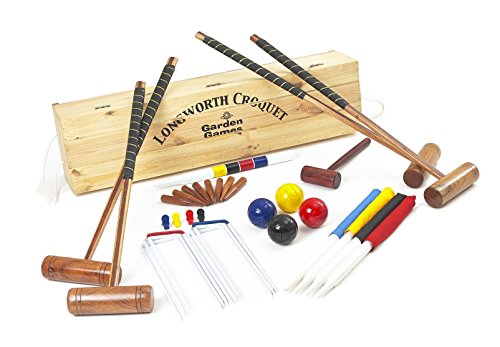 Longworth 4 player croquet set in a pine box