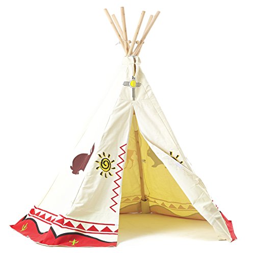 Garden Games - Teepee tente de jeu - tente tipi pour garçons ou filles, en bois naturel poteaux, toile 100% coton, montage rapide (Garden Games Wigwam) 5035874302504 Garden Games Limited