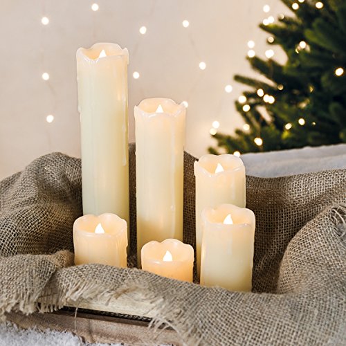 Festive Lights 6 Bougies Cire Type Pillier à LED Effet Vacillant (Piles Incluses) par Festive Lights code EAN 5035895147696 