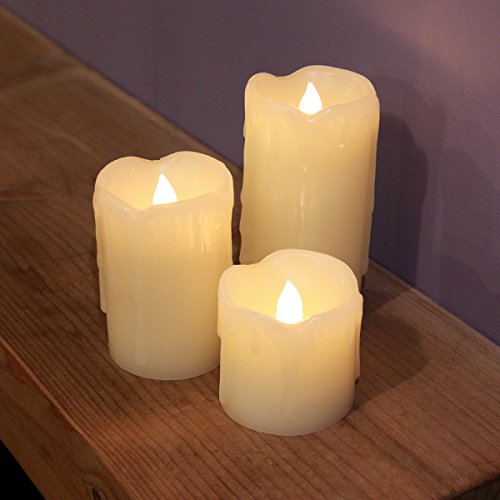 3 Bougies Cire Véritable Éclairage LED Effet Va...