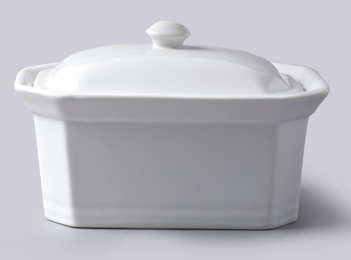 Beurrier/plat à terrine en porcelaine avec couv...