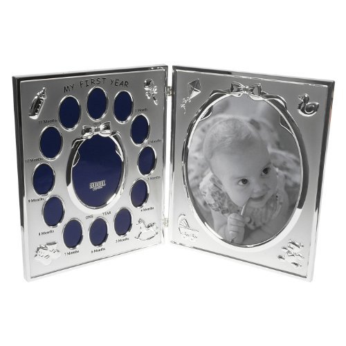 Shudehill Giftware MA Première Année Cadre Photo Bébé double argent satiné code EAN 5036740025503 
