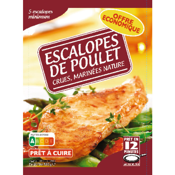  Escalopes De Poulet Crues Marinées Nature Surgelées code EAN 5037583001358 