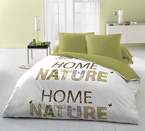 54105 parures 4 pièces home nature microfibre m...