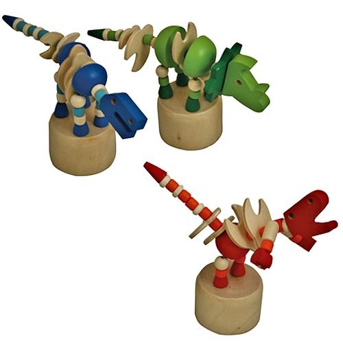 KCFT Dinosaure en bois Poussoir Marionnette - Peluche - Assortiment de Couleurs/motifs 5037832220813 (5037832220813)