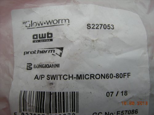 Glowworm Microns 60ff & 80ff chaudière air interrupteur pression s227053 code EAN 5037985042072 