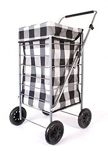 Cabas 4 roues avec cordon noir/gris noir 58 cm