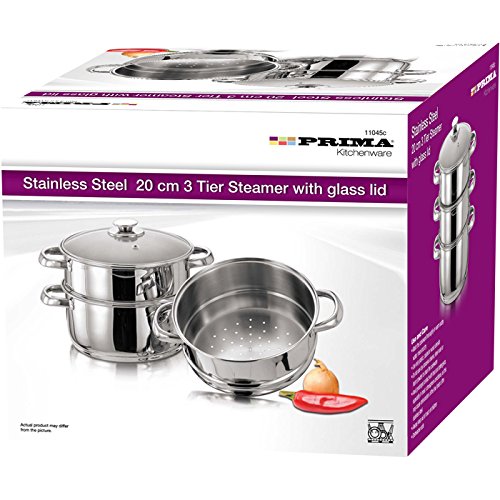 PRIMA Cuiseur vapeur à 3 étages Acier inoxydabl...