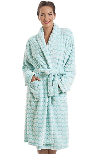 Peignoir en polaire - motif coeurs - blanc et v...