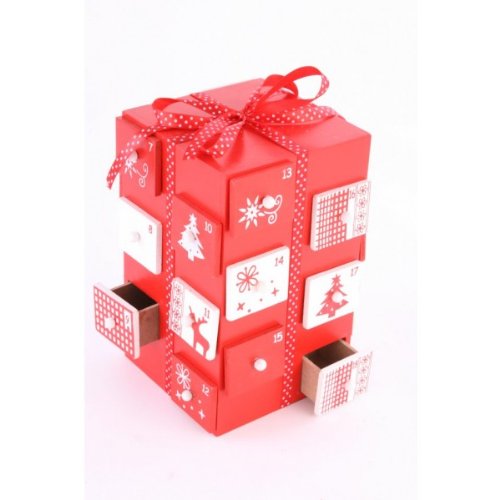 3D rouge et blanc calendrier de l'avent en bois...