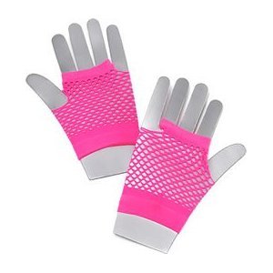 Fishnet Gloves. Short Neon Pink