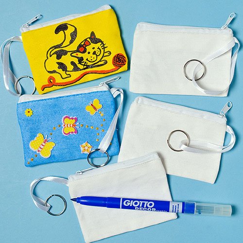 Porte-monnaies porte-clés en tissu - Lot de 6