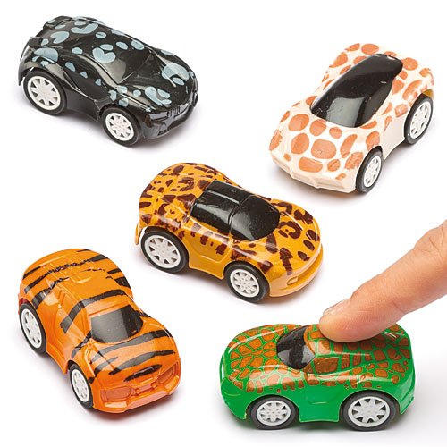 Lot de 6 Voitures à Remonter Imprimées Animal -...