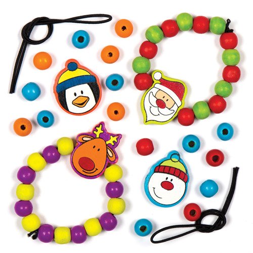 Lot de 4 kits de bracelets de Noël en bois pour...