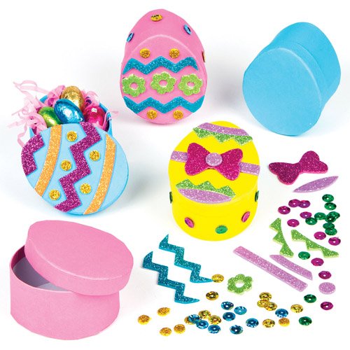 Baker Ross Kits Boîtes cadeaux Œuf de Pâques que les enfants pourront décorer et remplir de gourmandises pour Pâques (Lot de 3) code EAN 5051174055131 