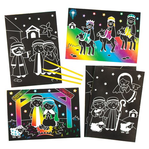 Dessins de la Nativité à gratter que les enfant...