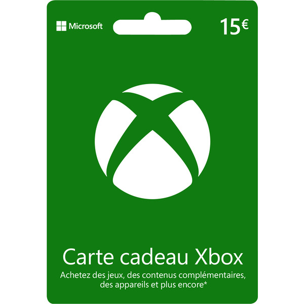 Carte prépayée XBOX 15€ à utiliser dans le Microsoft Store en ligne, sur Windows et Xbox. 5051644056118 Carte prépayée XBOX 15€ à utiliser dans le Microsoft Store en ligne, sur Windows et Xbox. 5051644056118