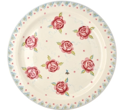 - roses et abeille - assiette à gâteau