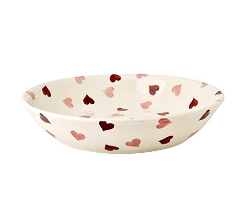 Assiette creuse à pâtes motif cœurs rose