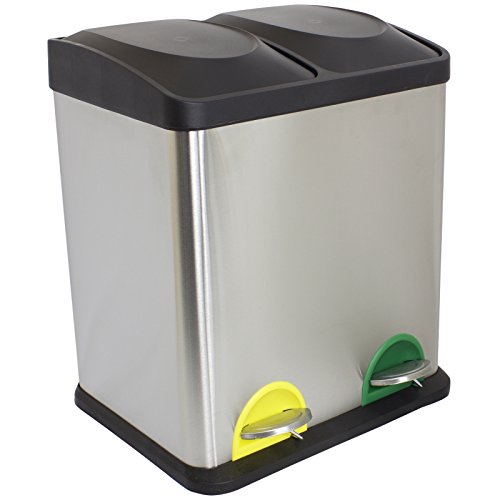 Double poubelle de recyclage a pédale 30 litres...