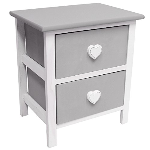 Cabinet de chevet blanc & gris a 2 tiroirs