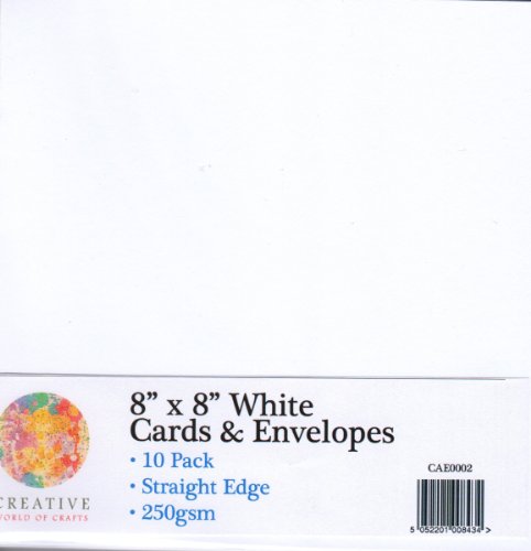 Creative World of Crafts Cae002 250 g/m ² 8 x 8 "droite lot de 10 cartes en enveloppes bords 5052201008434 (5052201008434)