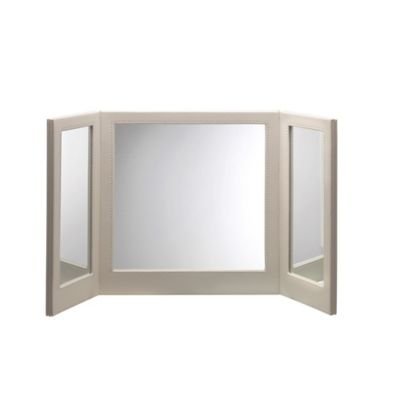 Miroir pliant pour coiffeuse en faux cuir crème...