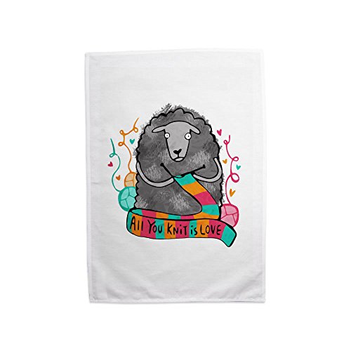 Katie Abey (liban) tous les vous en tricot est imprimé love thé serviette, longueur 70 cm x largeur 46 cm, multicolore code EAN 5052849373383 