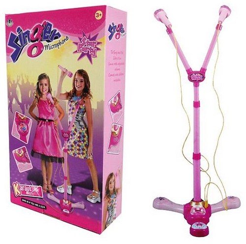 Microphone double avec pied ajustable pour kara...