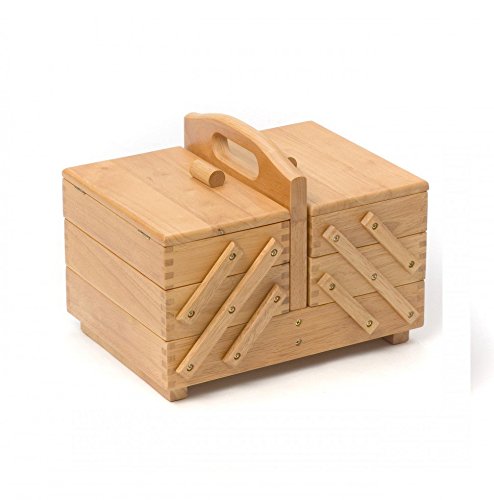 Moyenne boîte à couture en bois clair, 3 niveaux