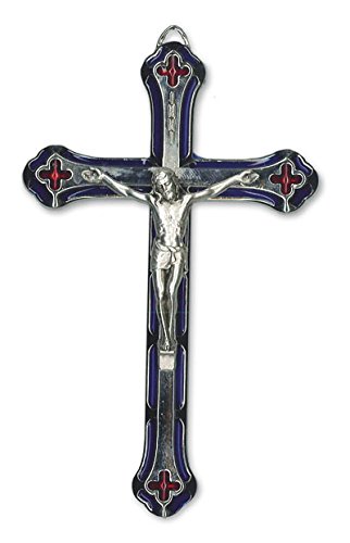 En Métal Argenté Poli Croix Crucifix mural/émai...