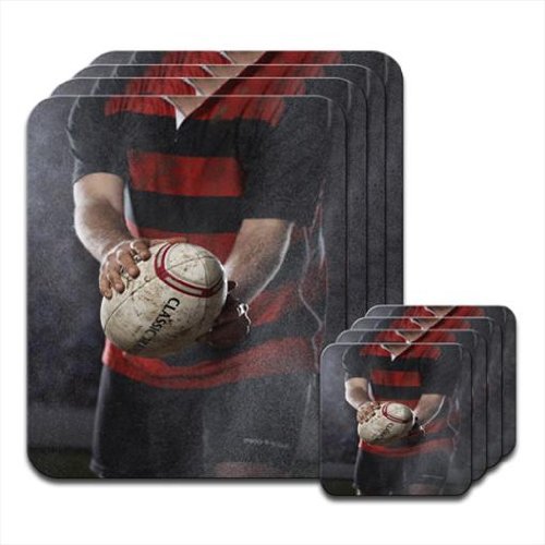 Fancy A Snuggle Pluie, vent ou soleil peu importe nous jouons au Rugby Set de 4 sets de table en bois brillant & dessous-de-verre code EAN 5053724356538 