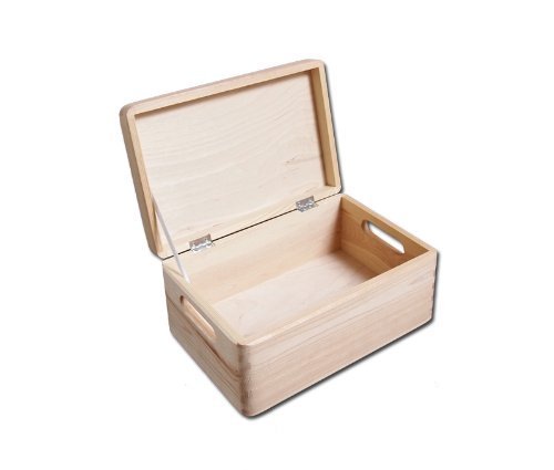 MidaCreativ Grande caisse de rangement en bois de pin avec couvercle et trous de poignée 5053839108732 (5053839108732)