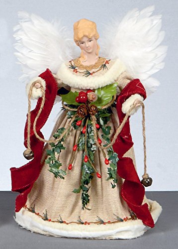 Cimier D’ange Bordeaux 30 Cm Pour Sapin De Noël – Visage Porcelaine, Ailes à Plumes Et Détails Dorés