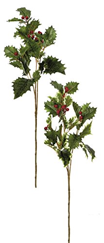 Deux tiges artificielle houx de Noël avec baies...