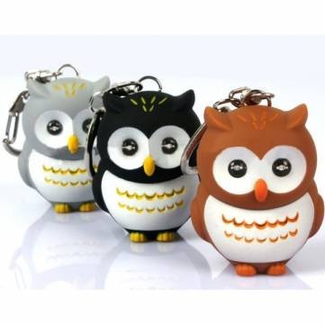 lumineux Cartoon Sound Owls LED porte-clés coul...