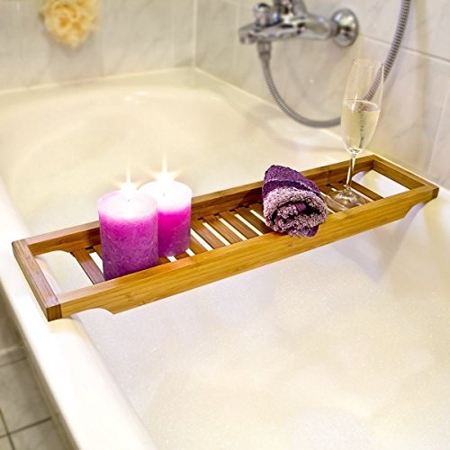 Bambou slim caddy baignoire salle de bain pont ...