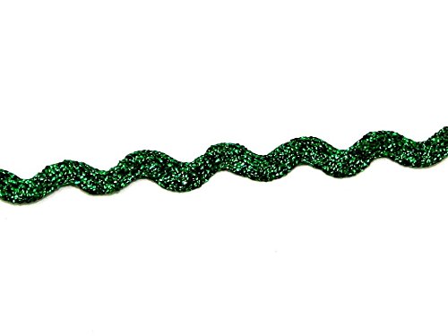 7 mm Lurex Ric Rac Couper Vert - par 50 m + san...