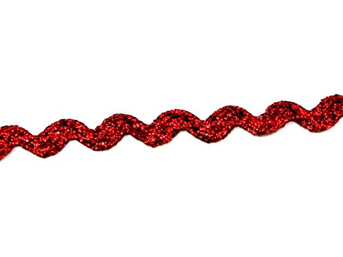 7 mm Lurex Ric Rac Coupe Rouge - par 50 m + san...