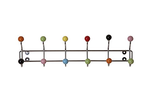 Porte manteaux mural de luxe avec 12 patères - Cadre finition chrome et boules céramiques multicolore 5055018443030 ASPECT Porte manteaux mural de luxe avec 12 patères - Cadre finition chrome et boules céramiques multicolore 5055018443030 ASPECT