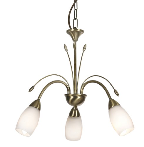 Oaks Lighting Lustre finition laiton antique avec lampes en verre opalin code EAN 5055028078659 
