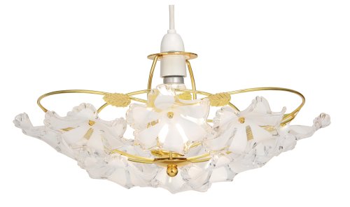 Oaks Lighting Abeba lustre en laiton poli avec fleurs acryliques grand modèle code EAN 5055028093225 