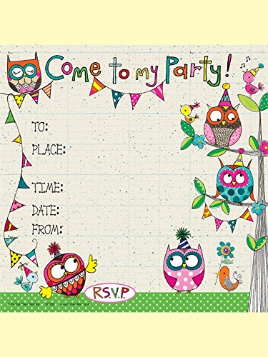 Rachel Ellen Chouettes Lot de 8 cartons d'invitation pour fête d'anniversaire 5055040837579 Rachel Ellen Designs