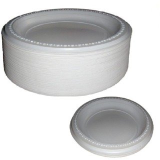 Lot de 100 Assiettes jetables en plastique de 2...